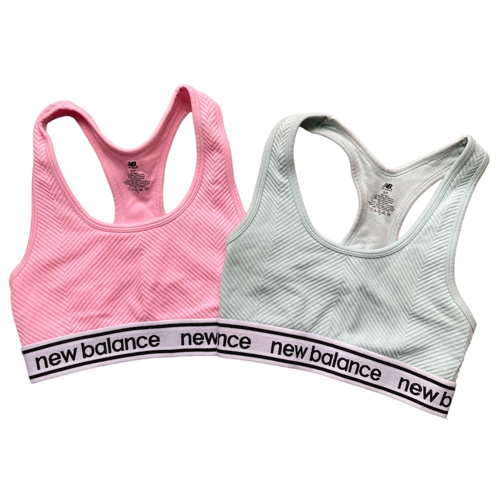 New Balance | Impact Sports Bra | Ribbed | Pink & Blue 2-Pack Set | S